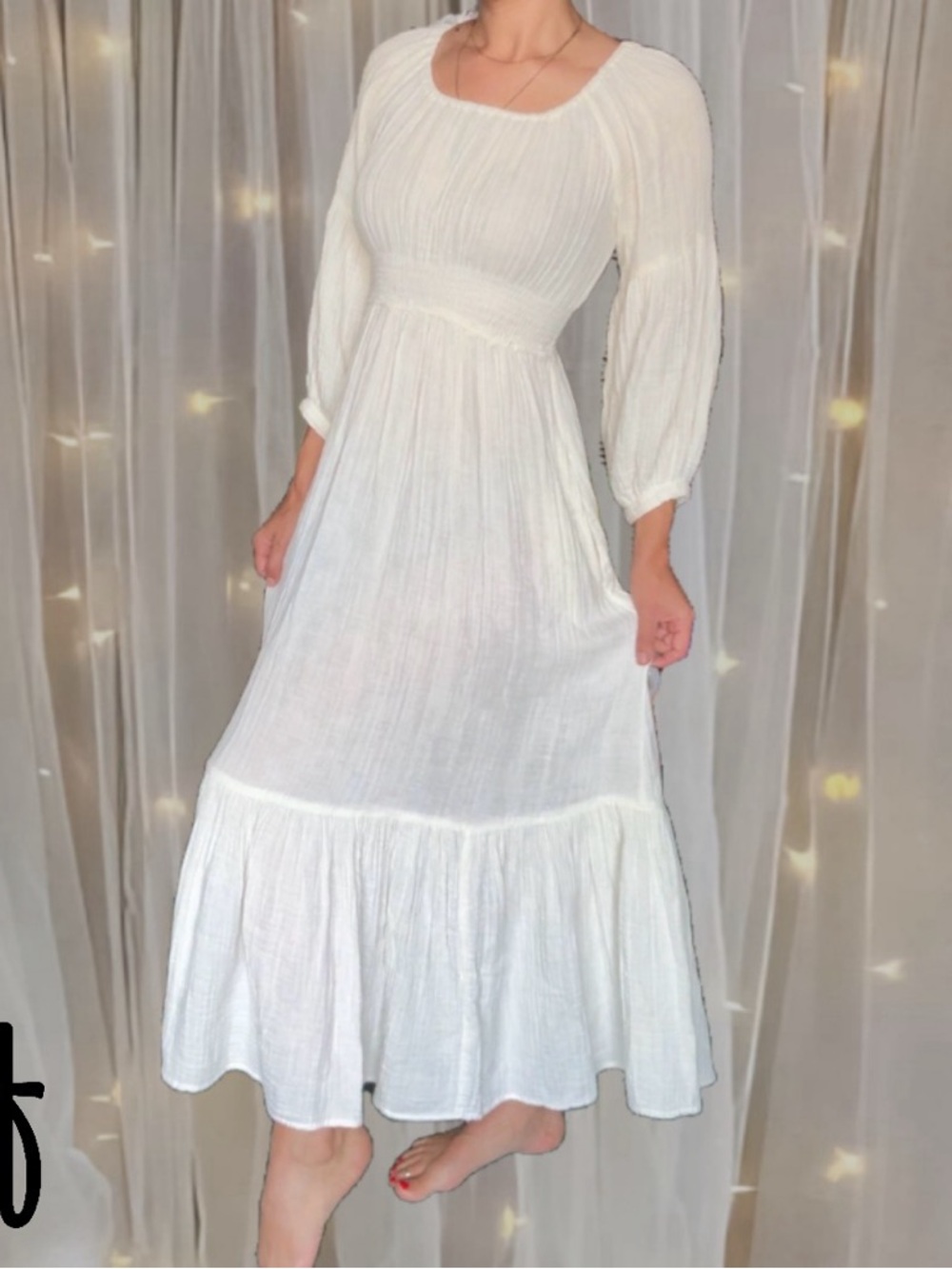 Eliza Maternity and Nursing Dress in Cotton White Size M